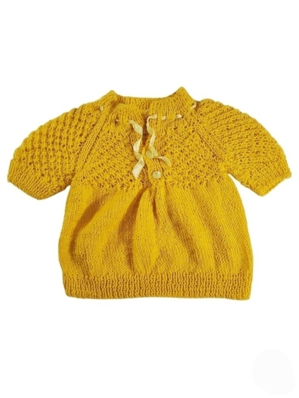 K1001 * Handmade Knit Baby Pullover Sweater Yellow Size Unknown